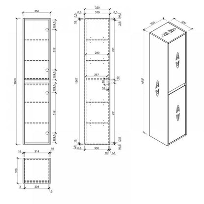 1600MM ANNA DARK OAK PLYWOOD TALL CABINET