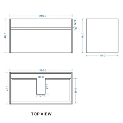 PLYWOOD WALL HUNG VANITY | 1200MM | SINGLE BASIN | NATURAL OAK | DN