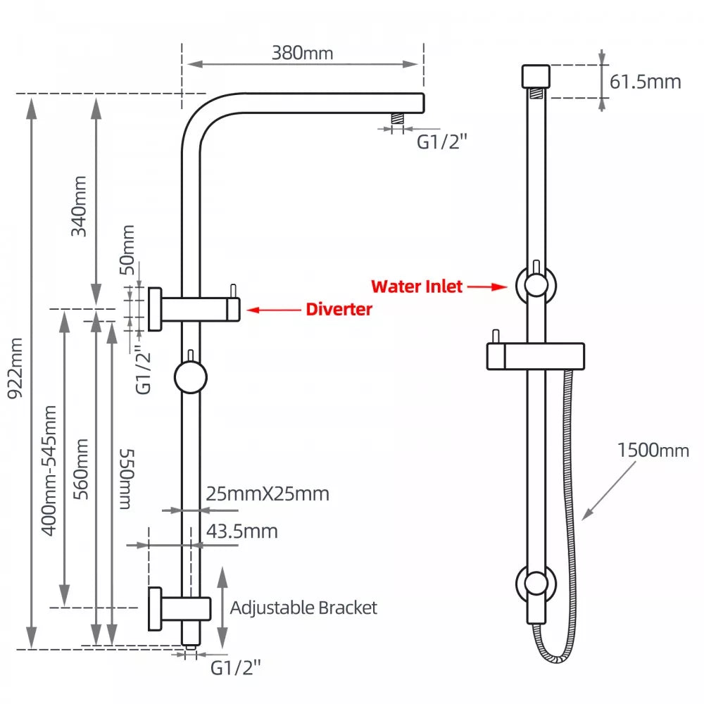 CHASE PREMIUM ROUND DUAL RAIN SHOWER COLUMN - BRUSHED BRASS