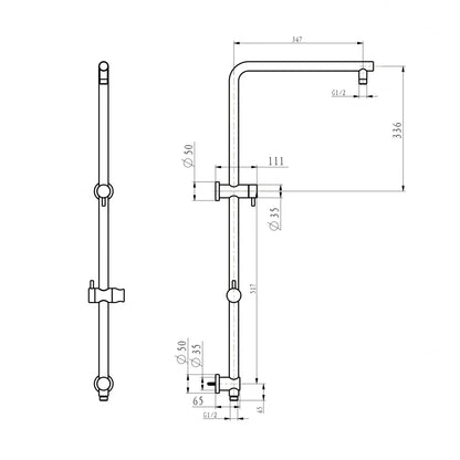 OPAL ROUND 90° DUAL RAIN SHOWER COLUMN - 2 COLOURS