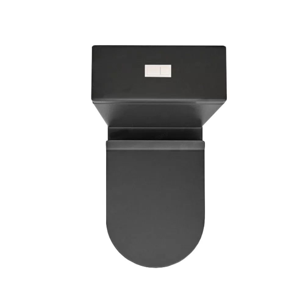 SOHO BLACK CERAMIC RIMLESS BACK TO WALL TOILET SUITE 630x360x830MM