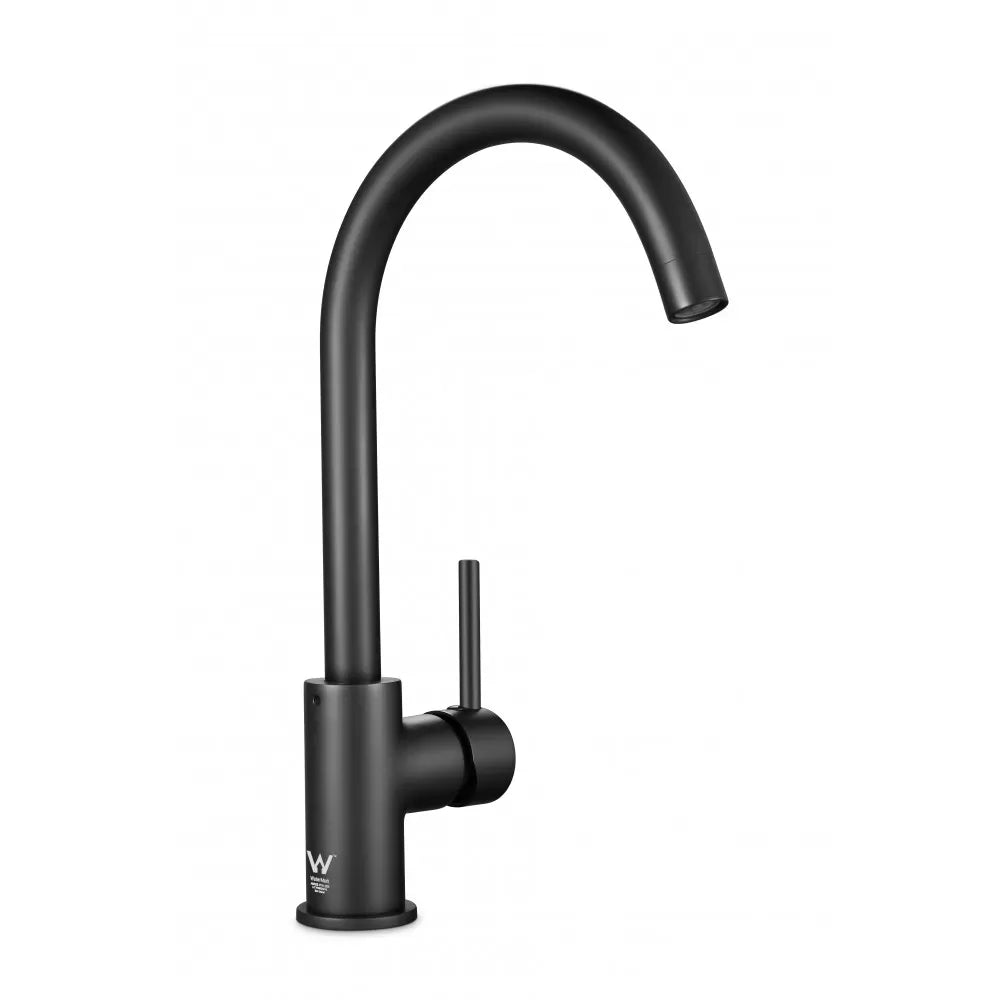 OPAL CLASSIC ROUND GOOSENECK KITCHEN SINK TAP - MATTE BLACK