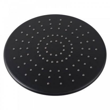 BLACK ROUND ABS RAINFALL SHOWER HEAD 225MM