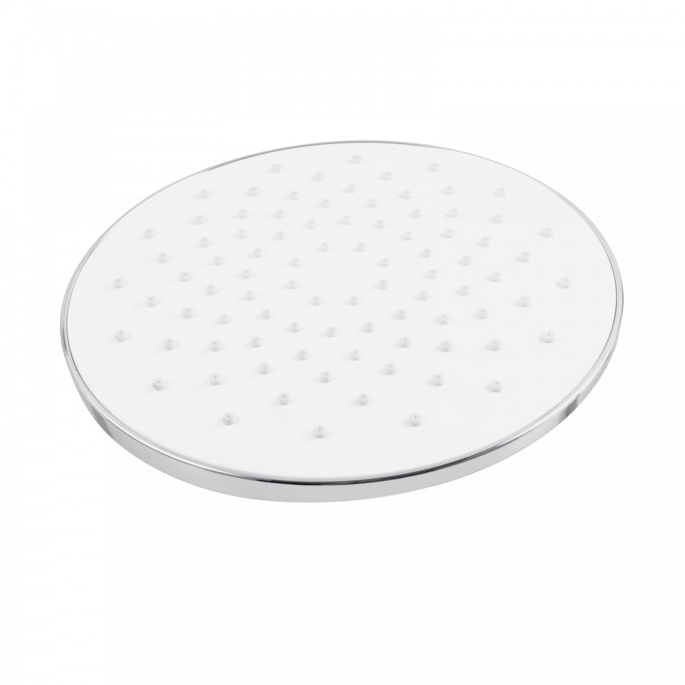 OPAL ROUND WHITE & CHROME RAINFALL SHOWER HEAD 200MM