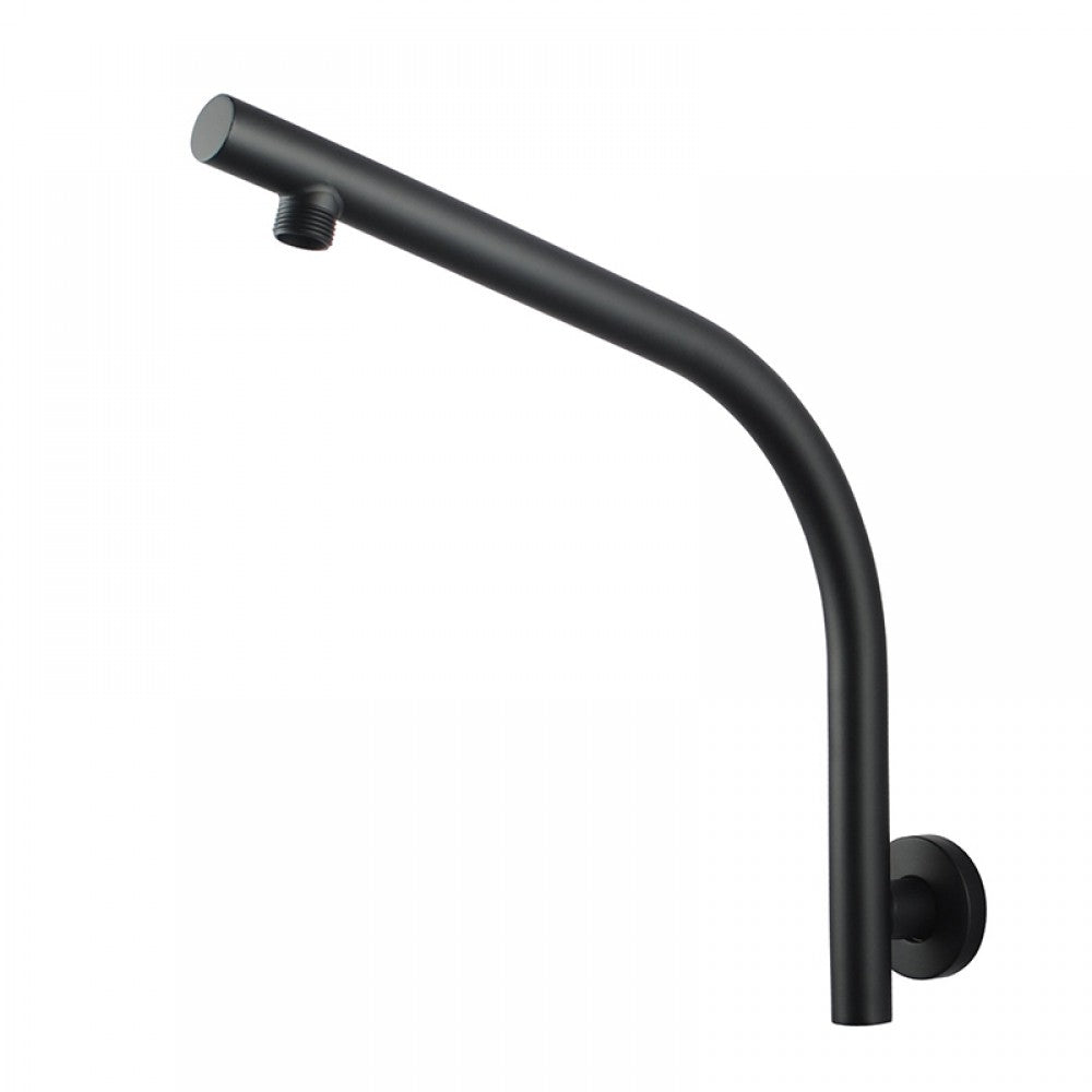 OPAL ROUND BLACK GOOSENECK WALL MOUNT SHOWER ARM 330MM