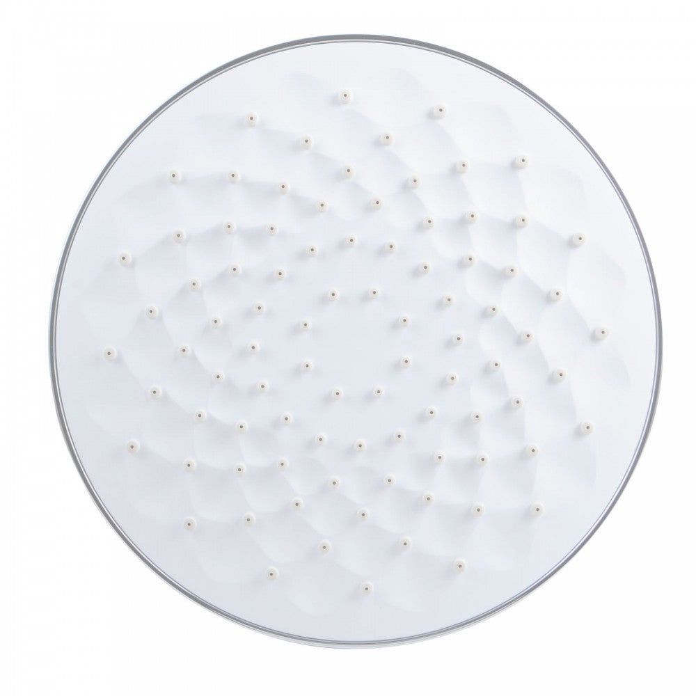 OPAL ROUND WHITE & CHROME RAINFALL SHOWER HEAD 200MM