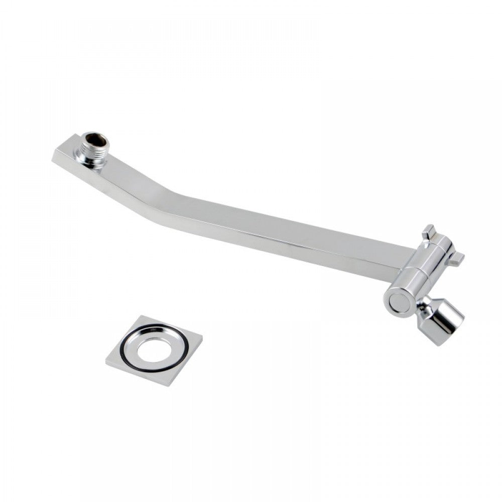 SWIVEL SQUARE CHROME WALL MOUNT SHOWER ARM 280MM