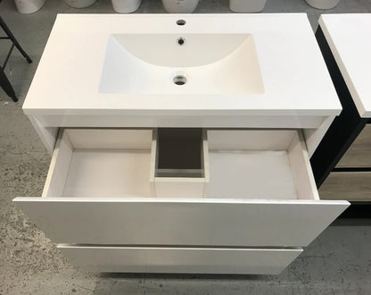 600MM POLO WHITE PLYWOOD FLOORSTANDING VANITY WITH CERAMIC TOP