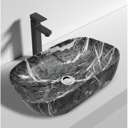 MARQUINA BLACK MARBLE LOOK CERAMIC ART BASIN