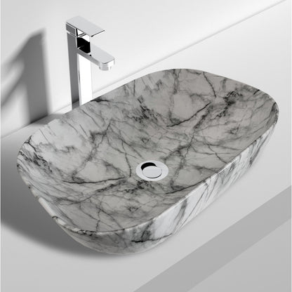 CALCUTTA WHITE MARBLE LOOK CERAMIC ART BASIN