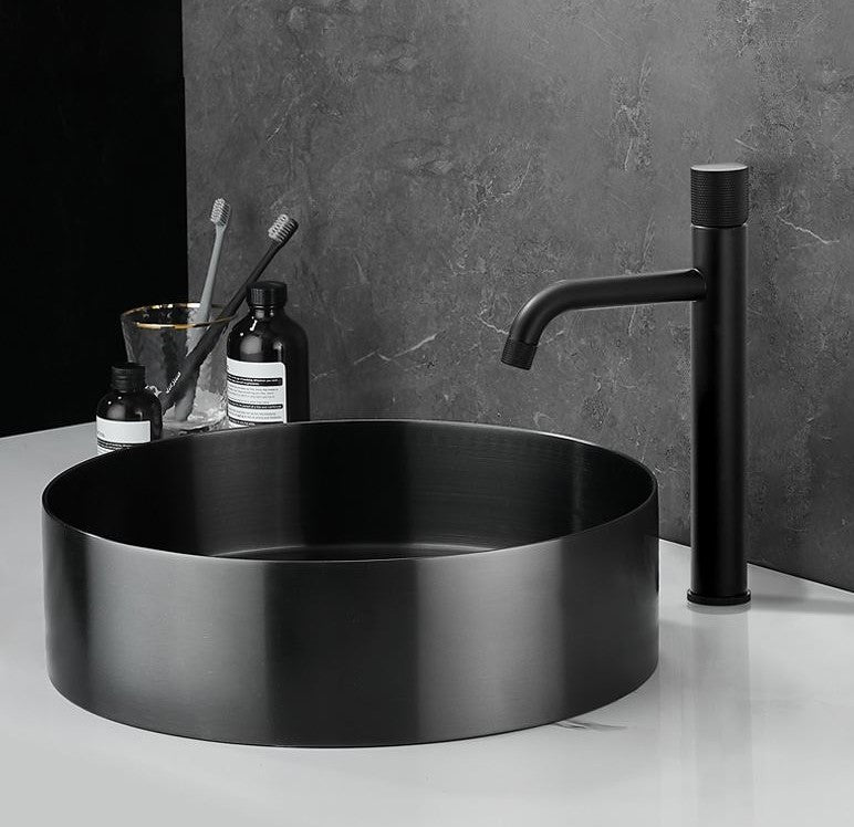 OPAL 400MM ROUND STAINLESS STEEL BASIN SINK - BLACK