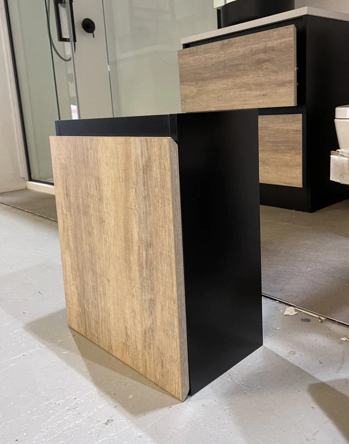 PICCOLO 400MM BLACK & LIGHT OAK PLYWOOD WALL HUNG VANITY