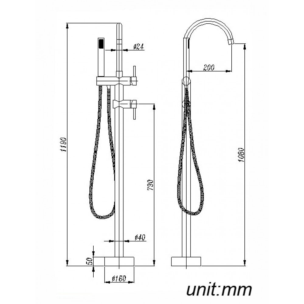 OPAL ROUND FREESTANDING BATH FILLER WITH HANDHELD SHOWER - 2 COLOURS