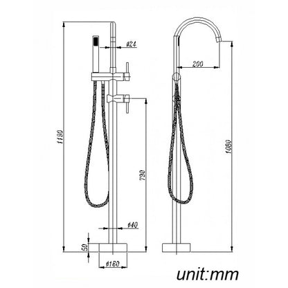 OPAL ROUND FREESTANDING BATH FILLER WITH HANDHELD SHOWER - 2 COLOURS