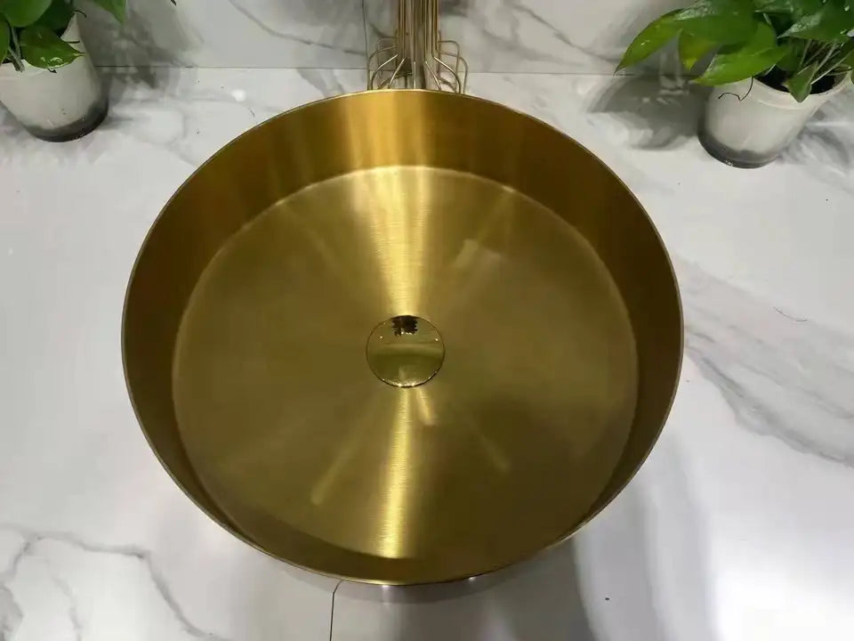 OPAL 400MM ROUND STAINLESS STEEL BASIN SINK - BRUSHED BRASS