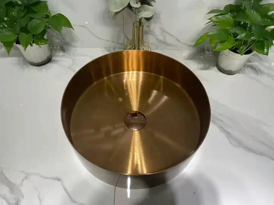 OPAL 400MM ROUND STAINLESS STEEL BASIN SINK - BRUSHED BRONZE