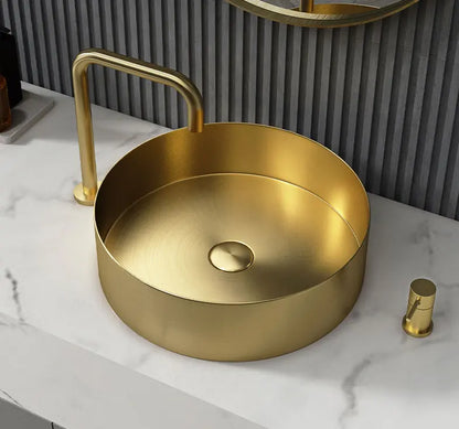 OPAL 400MM ROUND STAINLESS STEEL BASIN SINK - BRUSHED BRASS