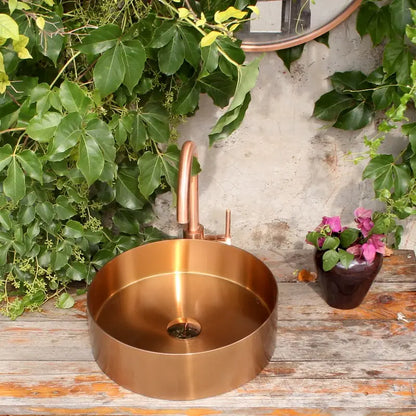 OPAL 400MM ROUND STAINLESS STEEL BASIN SINK - BRUSHED BRONZE