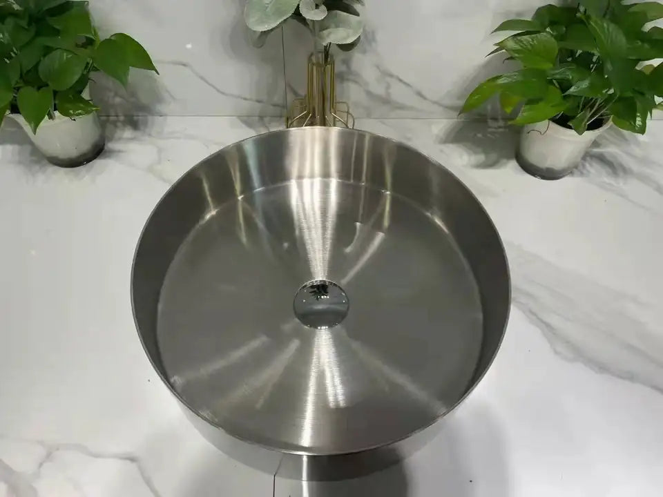 OPAL 400MM ROUND STAINLESS STEEL BASIN SINK - STAINLESS STEEL (BRUSHED NICKEL)