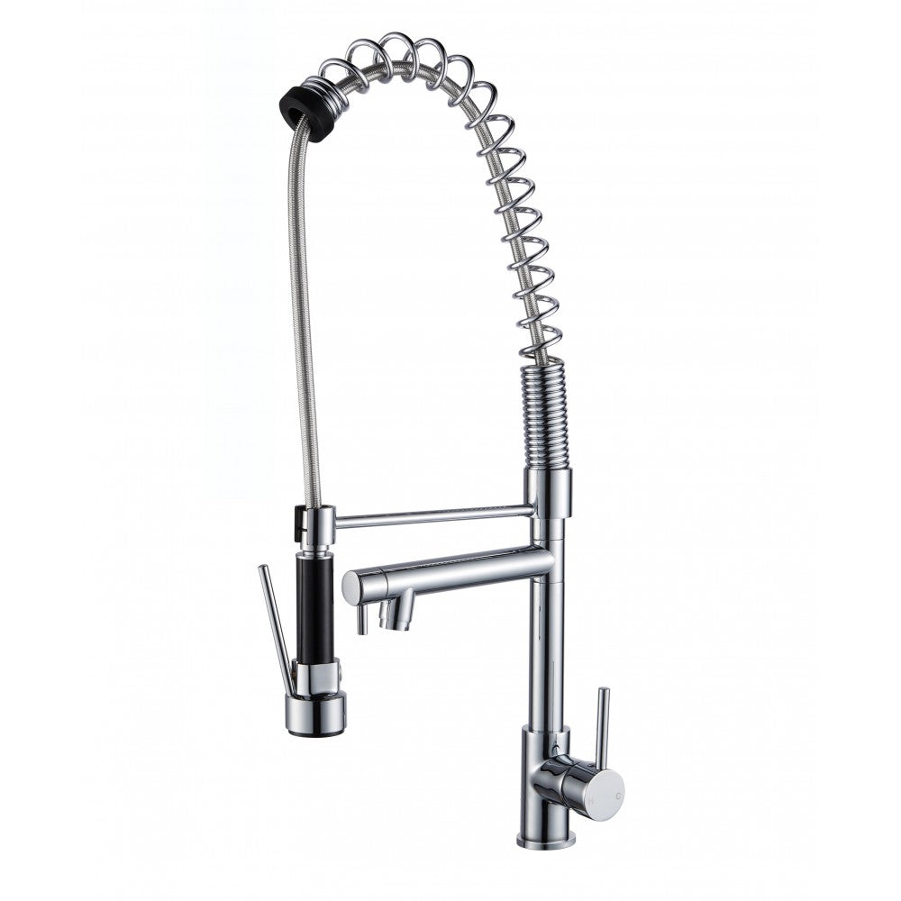 MODA BLACK & CHROME SPRING COMMERCIAL TWIN SPOUT KITCHEN MIXER