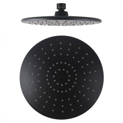 BLACK ROUND ABS RAINFALL SHOWER HEAD 225MM