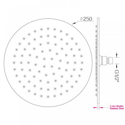 OPAL ROUND ULTRA SLIM STAINLESS STEEL RAIN SHOWER HEAD - 2 COLOURS