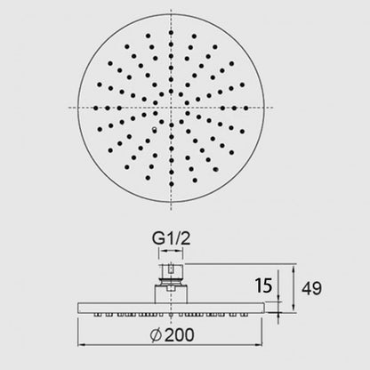 OPAL ROUND ABS RAINFALL SHOWER HEAD 200MM - 2 COLOURS