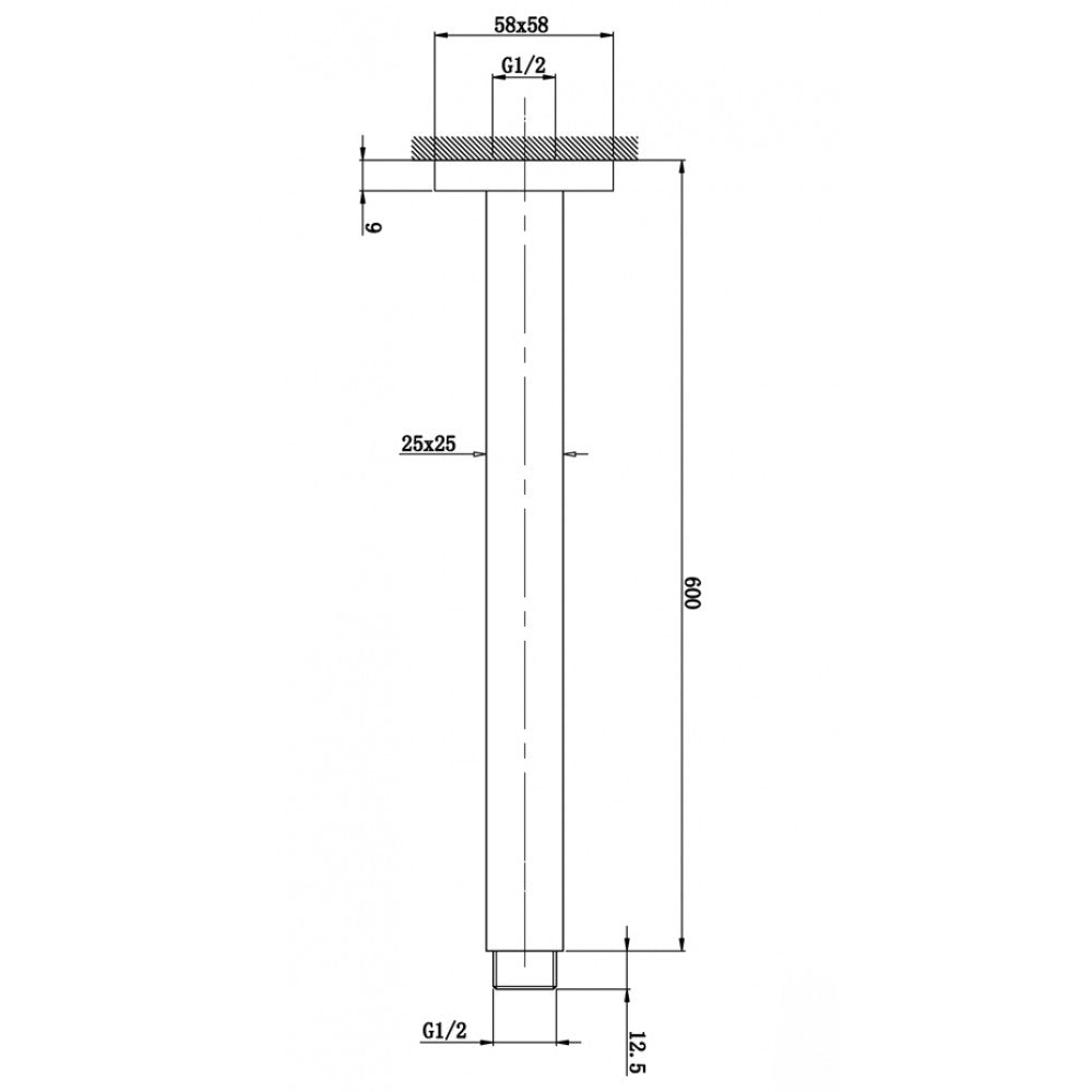 FUSION SQUARE CEILING SHOWER ARM - 2 COLOURS