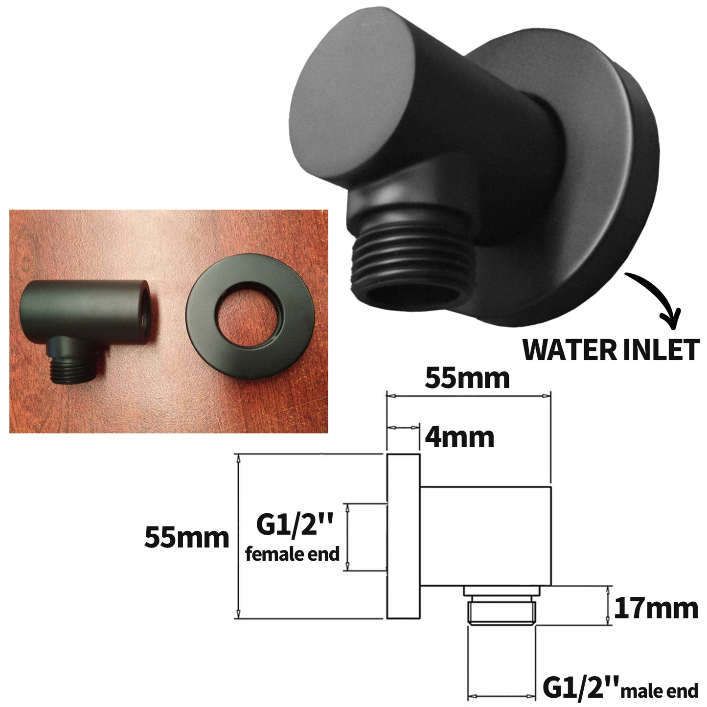 OPAL BLACK ROUND SHOWER SLIDE WITH 3 FUNCTION HANDHELD SHOWER