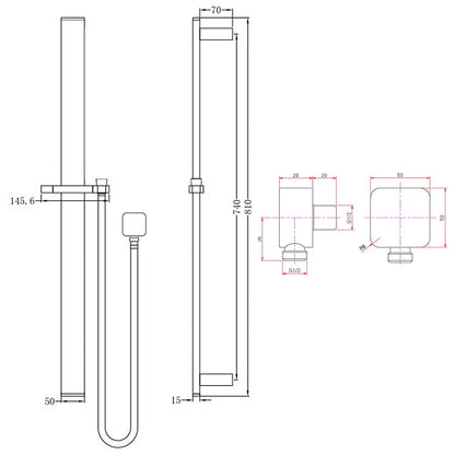 FUSION WIDE RAIL SHOWER SLIDE WITH HANDHELD SHOWER- MATTE BLACK