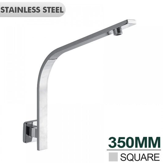 SQUARE WALL MOUNT GOOSENECK SHOWER ARM 350MM - 2 COLOURS