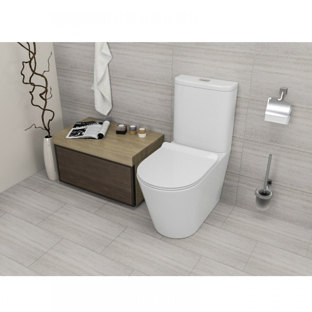 SANEUX UNI COMFORT HEIGHT RIMLESS GLOSS WHITE BACK TO WALL TOILET