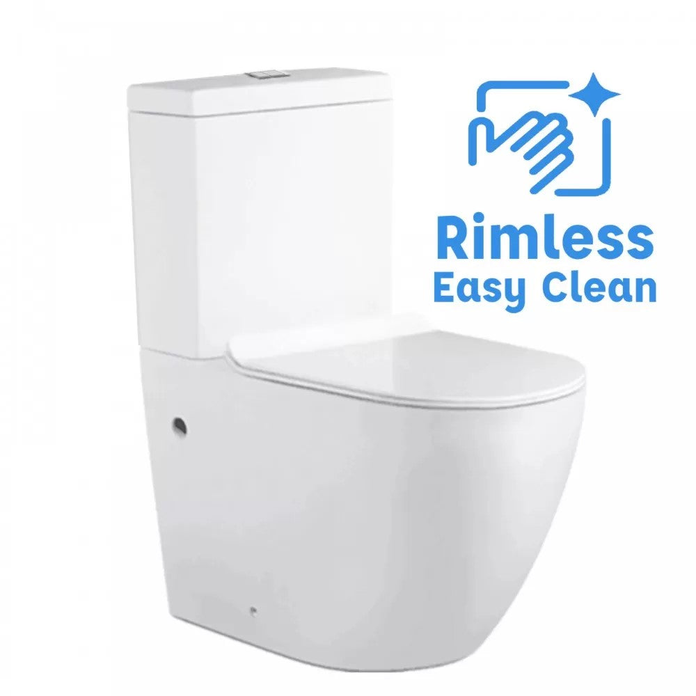 SOHO RIMLESS GLOSS WHITE BACK TO WALL TOILET SUITE 690*370*830MM