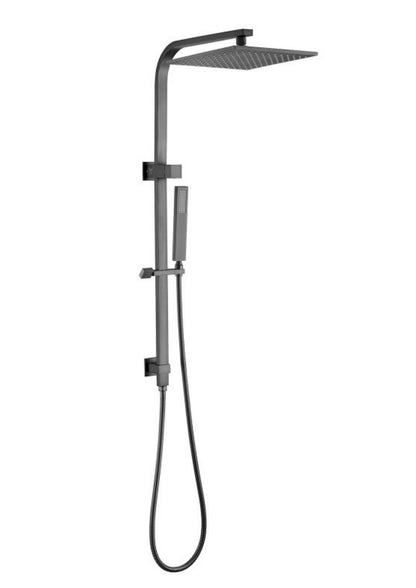 FUSION PREMIUM SQUARE RAIL DUAL RAIN SHOWER COLUMN - BRUSHED GUNMETAL GREY